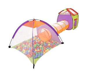 SELONIS 3En1 Tente De Jeux avec Tunnel Piscine À Boules avec 100 Balles pour Enfants, Multicolore:Jaune/Vert/Bleu/Rouge/Orange