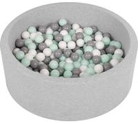 Selonis 90x30cm/200 balles ∅ 6cm Balles rondes en mousse pour enfants fabriqué en UE, Gris clair : Blanc/Gris/Menthe