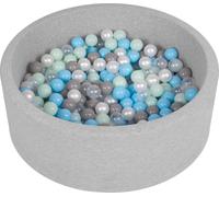 Selonis 90x30cm/200 balles ∅ 6cm Balles rondes en mousse pour enfants fabriqué en UE, Gris clair : Nacré/Gris/Transparent/Baby Blue/Mint :