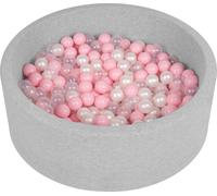 Selonis 90x30cm/200 balles ∅ 6cm Balles rondes en mousse pour enfants fabriqué en UE, Gris clair : Rose poudré/violet/transparent