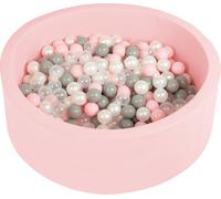 Selonis 90x30cm/200 balles ∅ 6cm balles rondes en mousse pour enfants fabriqué en UE, Rose : Perle/gris/transparent/rose poudré