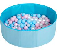 Selonis Baignoire à balles pliable avec 200 balles pour les enfants et les animaux de compagnie, bleu : bleu bébé/rose poudré/perle