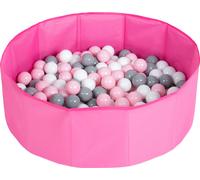 Selonis Bain à balles pliable avec 100 balles pour enfants Bain à balles pour animaux, rose : blanc/gris/rose poudré