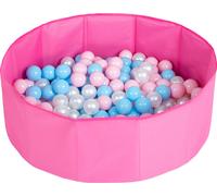 Selonis Bain à balles pliable avec 200 balles pour enfants Bain à balles pour animaux de compagnie, rose : bleu bébé/rose poudré/perle