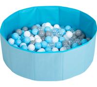 Selonis Bain à balles pliant avec 100 balles pour enfants Bain à balles pour animaux, bleu : gris/blanc/transparent/bleu bébé