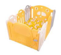 Selonis Couverture de jeu pour enfants Couverture de jeu 6 + 2 panneaux/200 balles Jeu amusant, blanc/jaune : jaune/perle