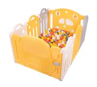 Selonis Couverture de jeu pour enfants Couverture de jeu 6 + 2 panneaux/500 balles Jeu amusant, blanc-jaune : jaune/blanc/gris/orange