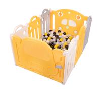 Selonis Couverture de jeu pour enfants Couverture de jeu 6 + 2 panneaux/500 balles Jeu amusant, blanc-jaune : noir/perle/jaune/transparent