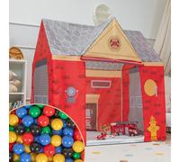 Selonis Maison De Jeu Tente De Pompiers Avec 200 Balles Pliable Pour Enfants Design Réaliste Durable Et Sûr Facile A Monter Intérieur Et Extérieur, Rouge-Gris:Noir/Jaune/Bleu/Rouge/Vert
