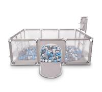 Selonis Parc Bébé Avec 100 Balles Balles Plastiques Aire De Jeu Pliable Basket Football, Gris: Gris/Blanc/Transparent/Babyblue