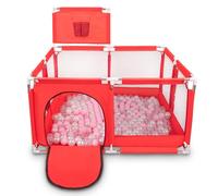 Selonis Parc Bébé Avec 100 Balles Balles Plastiques Aire De Jeu Pliable Basket, Rouge: Rose Poudré/Perle/Transparent