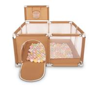 Selonis Parc Bébé Avec 100 Balles Plastiques Aire De Jeu Pliable Basket, Beige : Beige Pastel/Jaune Pastel/Blanc/Menthe/Rose Poudré
