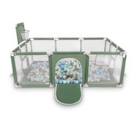 Selonis Parc Bébé Avec 100 Balles Plastiques Aire De Jeu Pliable Basket Football, Vert : Perle/Gris/Transparent/Babyblue/Menthe