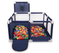 Selonis Parc Bébé Avec 200 Balles Plastiques Aire De Jeu Pliable Basket, Bleu:Vert/Jaune/Bleu/Rouge/Orange