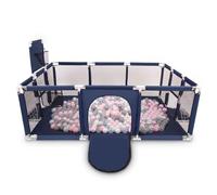 Selonis Parc Bébé Avec 200 Balles Plastiques Aire De Jeu Pliable Basket Football, Bleu Foncé:Perle/Gris/Transparent/Rose Poudré