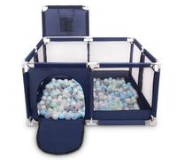Selonis Parc Bébé Avec 400 Balles Plastiques Aire De Jeu Pliable Basket, Bleu:Perle/Gris/Transparent/Babyblue/Menthe