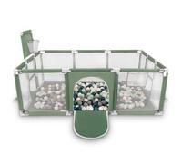 Selonis Parc Bébé Avec 400 Balles Plastiques Aire De Jeu Pliable Basket Football, Vert : Turquoise Foncé/Gris/Blanc/Menthe