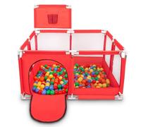 Selonis Parc Bébé Avec 400 Balles Plastiques Aire De Jeu Pliable Basket, Rouge:Vert/Jaune/Bleu/Rouge/Orange