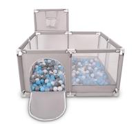 Selonis Parc Bébé Avec 900 Balles Balles Plastiques Aire De Jeu Pliable Basket, Gris: Gris/Blanc/Transparent/Babyblue