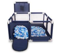 Selonis Parc Bébé Avec 900 Balles Plastiques Aire De Jeu Pliable Basket, Bleu:Bleu/Babyblue/Perle