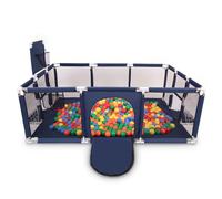 Selonis Parc Bébé Avec 900 Balles Plastiques Aire De Jeu Pliable Basket Football, Bleu Foncé:Jaune/Vert/Bleu/Rouge/Orange