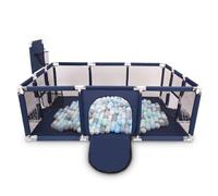 Selonis Parc Bébé Avec 900 Balles Plastiques Aire De Jeu Pliable Basket Football, Bleu Foncé:Perle/Gris/Transparent/Babyblue/Menthe
