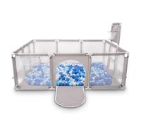 Selonis Parc Bébé Avec 900 Balles Plastiques Aire De Jeu Pliable Basket Football, Gris:Bleu/Babyblue/Perle