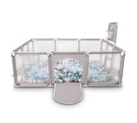 Selonis Parc Bébé Avec 900 Balles Plastiques Aire De Jeu Pliable Basket Football, Gris:Perle/Gris/Transparent/Babyblue/Menthe