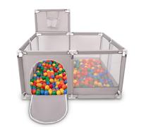 Selonis Parc Bébé Avec 900 Balles Plastiques Aire De Jeu Pliable Basket, Gris:Jaune/Vert/Bleu/Rouge/Orange