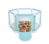 SELONIS Parc Bébé Hexagonal Pliable Avec 100 Balles Plastiques, Mentha:Jaune/Vert/Bleu/Rouge/Orange