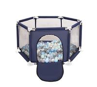 Selonis Parc Bébé Hexagonal Pliable Avec 200 Balles Plastiques, Bleu:Perle/Gris/Transparent/Babyblue/Menthe