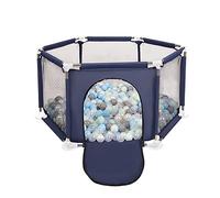 Selonis Parc Bébé Hexagonal Pliable Avec 400 Balles Plastiques, Bleu:Perle/Gris/Transparent/Babyblue/Menthe