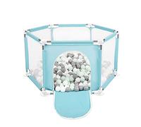 Selonis Parc Bébé Hexagonal Pliable Avec 400 Balles Plastiques, Mentha:Blanc/Gris/Mentha
