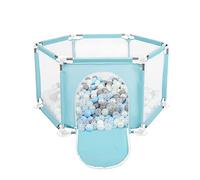 Selonis Parc Bébé Hexagonal Pliable Avec 900 Balles Plastiques, Mentha:Perle/Gris/Transparent/Babyblue/Mentha