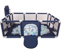 Selonis Parc pour enfants Grand terrain de jeu avec 200 balles Parc pour enfants, bleu foncé : perle/gris/transparent/bleu bébé/bleu