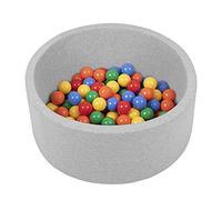 SELONIS Piscine À Balles 70X30cm/150 Balles Ronde en Mousse pour Bébé Enfant, Gris Clair:Jaune/Vert/Bleu/Rouge/Orange