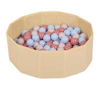 SELONIS Piscine À Balles Multicolores Piscine Pliable 100 Balles pour Les Enfant, Beige Clair: Beige Pastel/Bleu Pastel/Saumon