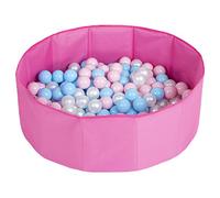 SELONIS Piscine À Balles Multicolores Piscine Pliable 100 Balles pour Les Enfant, Rose: Babyblue/Rose Poudré/Perle