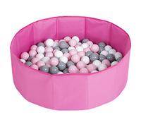 SELONIS Piscine À Balles Multicolores Piscine Pliable 100 Balles pour Les Enfant, Rose: Blanc/Gris/Rose Poudré