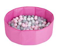SELONIS Piscine À Balles Multicolores Piscine Pliable 200 Balles pour Les Enfant, Rose: Perle/Gris/Transparent/Rose Poudré
