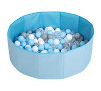 SELONIS Piscine À Balles Multicolores Piscine Pliable 100 Balles pour Les Enfant, Bleu: Gris/Blanc/Transparent/Babyblue