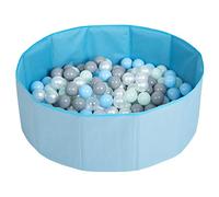SELONIS Piscine À Balles Multicolores Piscine Pliable 100 Balles pour Les Enfant, Bleu: Perle/Gris/Transparent/Babyblue/Menthe