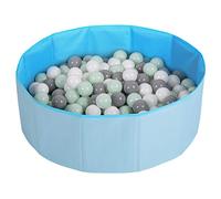 Selonis Piscine À Balles Pliable Multicolores, 100 Balles, Bleu: Blanc/Gris/Menthe, Piscine Pliable Pour Les Enfants, Baby, Toddler