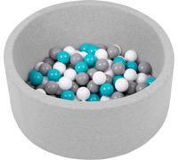 Selonis Piscine à balles pour enfants 70X30cm/150 balles, gris clair : gris/blanc/turquoise
