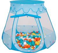 Selonis Play Tent 105X90cm/200 balles Castle House Pop Up Ballpit Balles en plastique pour enfants, Bleu:Blanc-Jaune-Orange-Jaune-BabyBlue-Turquoise