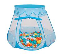 Selonis Tente 105X90cm/100 Balles Château avec Les Balles Plastiques Piscine À Balles pour Enfants, Bleu: Blanc-Jaune-Orange-Babyblue-Turquoise