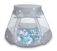 Selonis Tente 105X90cm/100 Balles Château avec Les Balles Plastiques Piscine À Balles pour Enfants, Gris: Gris-Blanc-Transparent-Babyblue