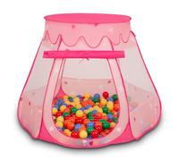 Selonis Tente 105X90cm/100 Balles Château avec Les Balles Plastiques Piscine À Balles pour Enfants, Rose: Jaune-Vert-Bleu-Rouge-Orange