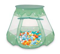 Selonis Tente 105X90cm/200 Balles Château avec Les Balles Plastiques Piscine À Balles pour Enfants, Menthe:Blanc/Jaune/Orange/Babyblue/Turquoise