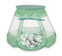 Selonis Tente 105X90cm/200 Balles Château avec Les Balles Plastiques Piscine À Balles pour Enfants, Menthe:Blanc/Gris/Menthe